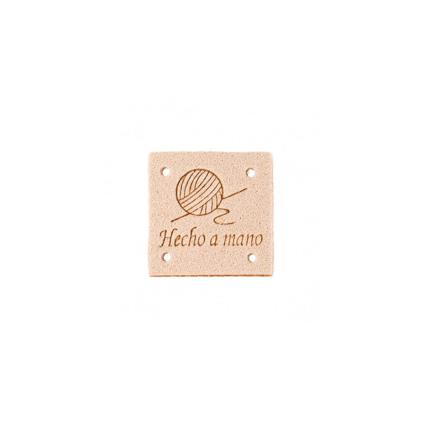 Etiqueta Hecho a Mano Antelina 2,5 x 2,5 cm Beis-6