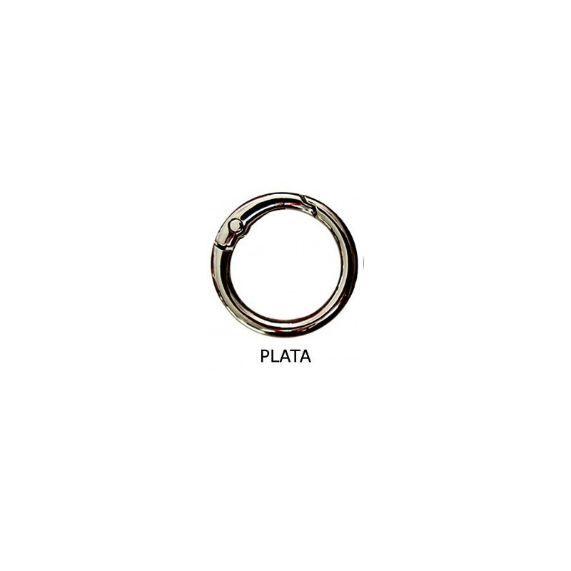 Mosqueton Redondo en color plata  para bolsos 2,5 cm