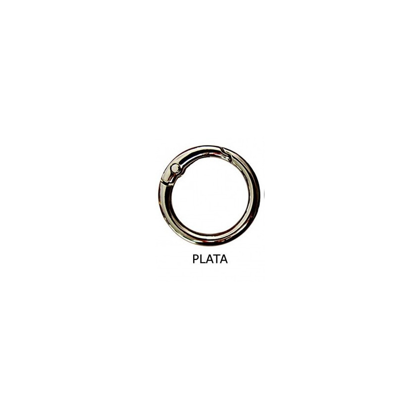 Mosqueton Redondo en color plata  para bolsos 2,5 cm