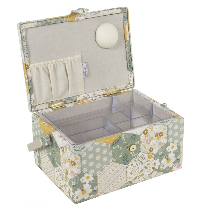 Caja Costurero Mediano Patchwork Bee Cuadrada