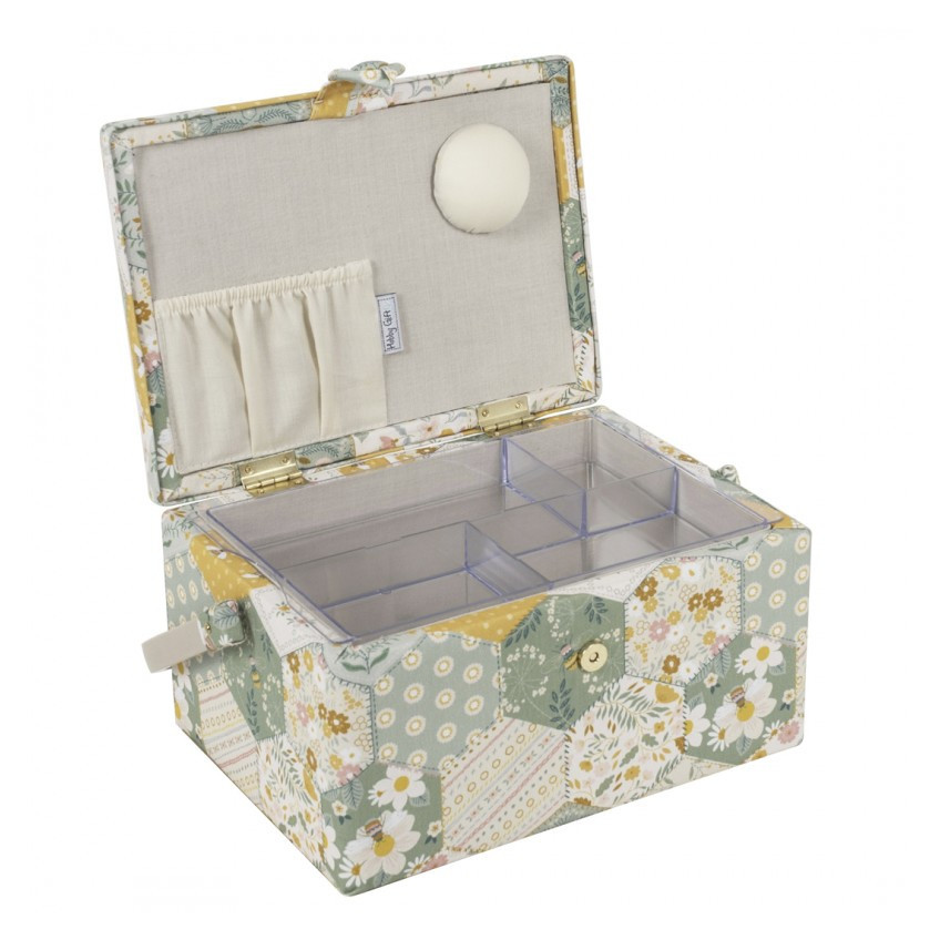 Caja Costurero Mediano Patchwork Bee Cuadrada