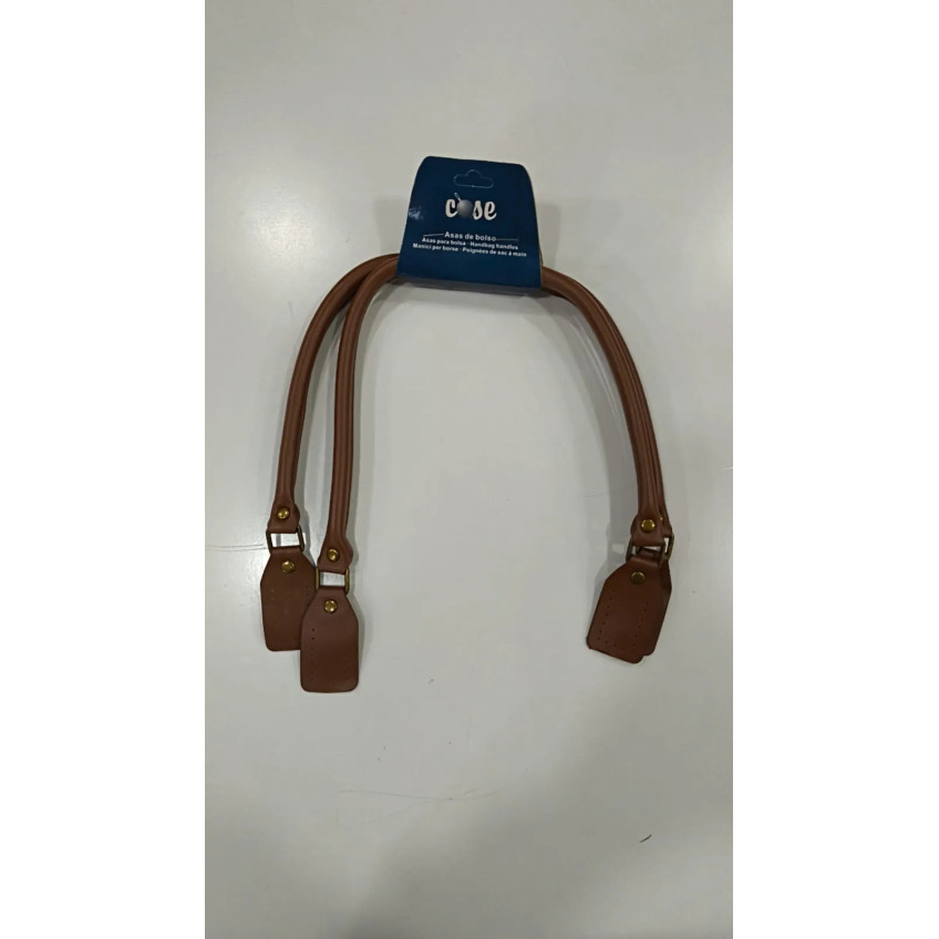 Asas de bolso Tabaco remate en metal