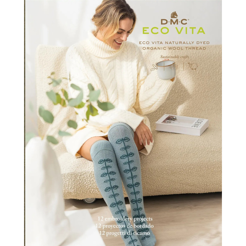 Eco Vita lana orgánica teñida con tintes naturales Book patrones bordado de calcetines U15909/E22.