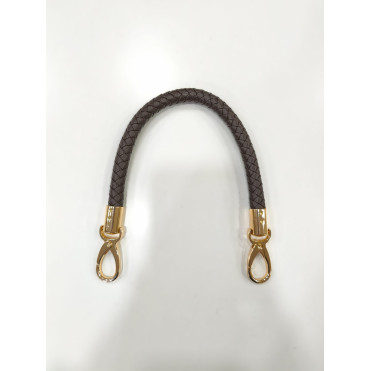 Asa de bolso polipiel Marron cordon redondo de 410  mm con mosquetón final en dorado