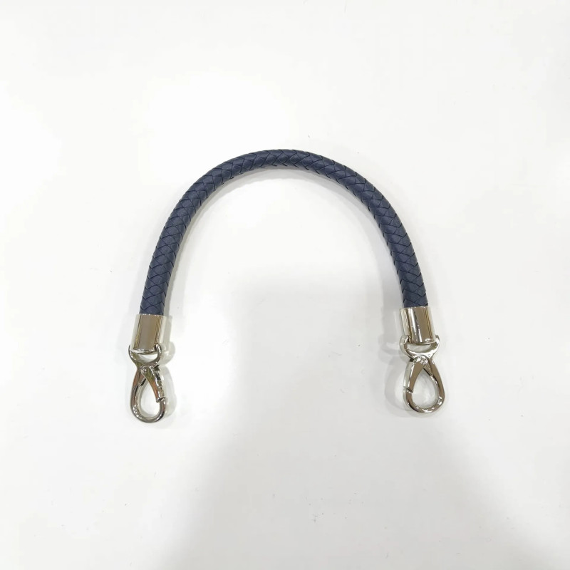 Asa de bolso polipiel Azul cordon redondo de 410  mm con mosquetón final en plata