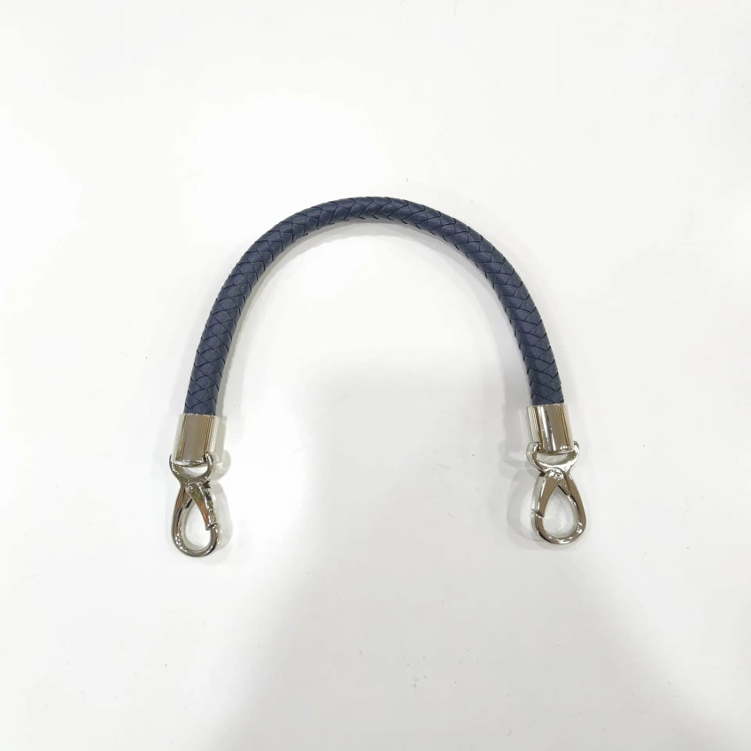 Asa de bolso polipiel Azul cordon redondo de 410  mm con mosquetón final en plata