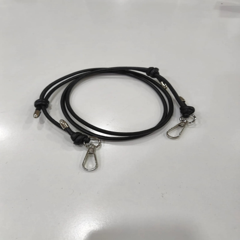 Asa de bolso polipiel Negro bandolera bolso de 85-160 mm con mosquetón final en plata