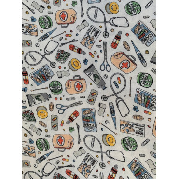 Tela Algodón Tematica Sanitaria Maletin by Indigo Fabrics