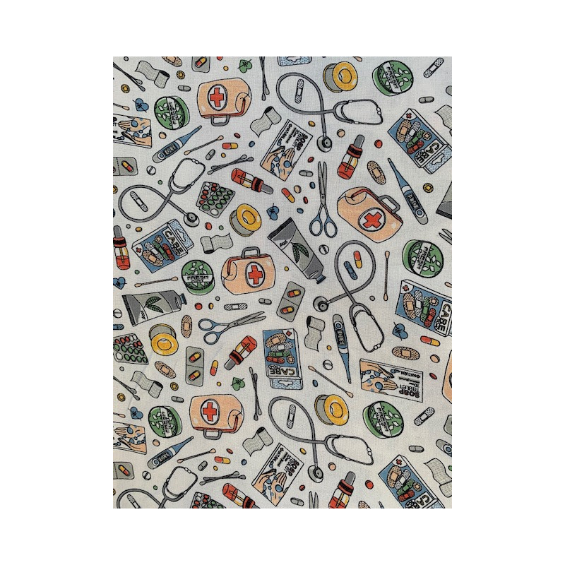 Tela Algodón Tematica Sanitaria Maletin by Indigo Fabrics