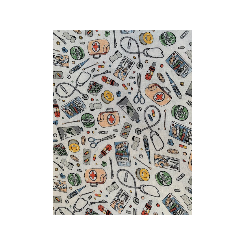 Tela Algodón Tematica Sanitaria Maletin by Indigo Fabrics