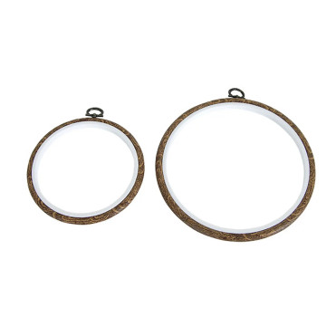 Bastidor Redondo de plastico efecto madera de 13 cm DMC