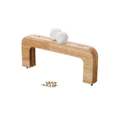 Asa de bolso Madera Color Natural + bola resina Blanco MC0192