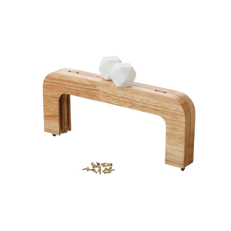 Asa de bolso Madera Color Natural + bola resina Blanco MC0192