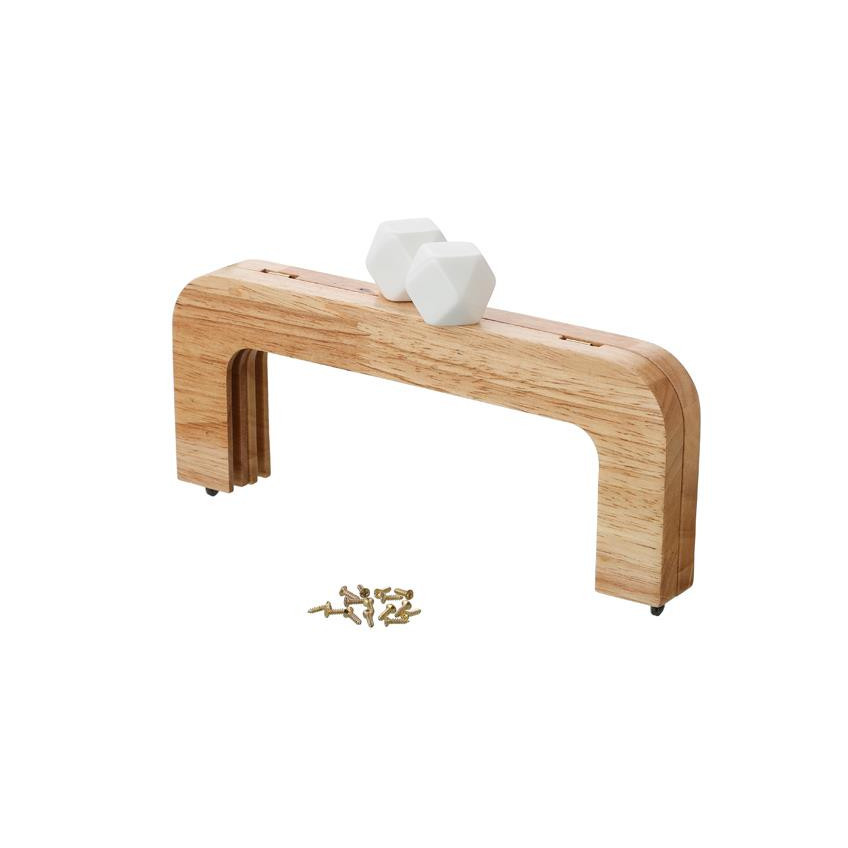 Asa de bolso Madera Color Natural + bola resina Blanco MC0192