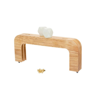 Asa de bolso Madera Color Natural + bola resina Blanco Nacarado MC0192