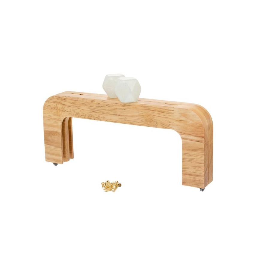 Asa de bolso Madera Color Natural + bola resina Blanco Nacarado MC0192