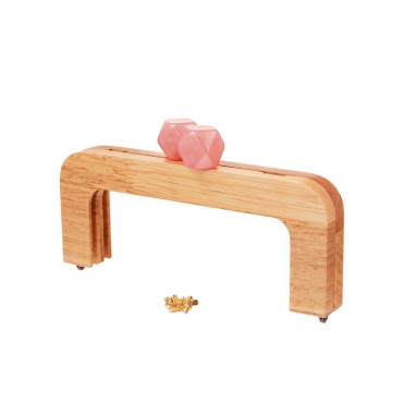 Asa de bolso Madera Color Natural + bola resina Rosa MC0192