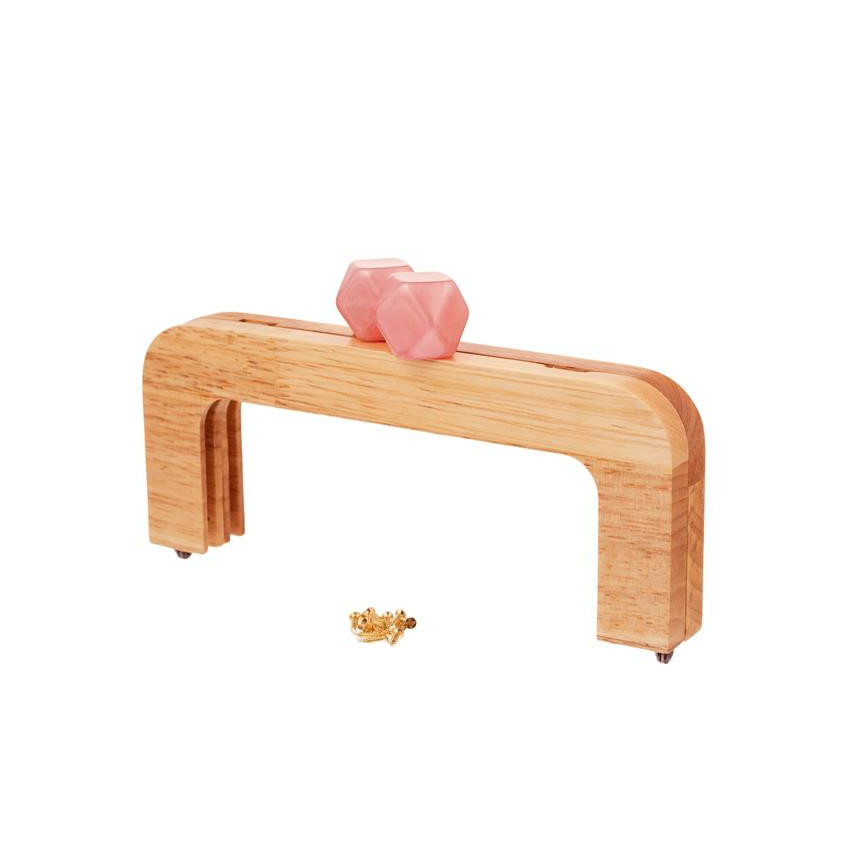 Asa de bolso Madera Color Natural + bola resina Rosa MC0192