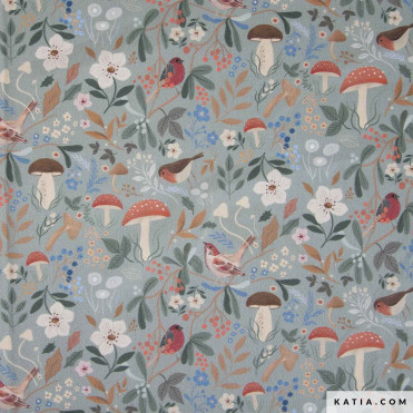 Poplin A/W Mushroom Birds PAW247 (2101-247)