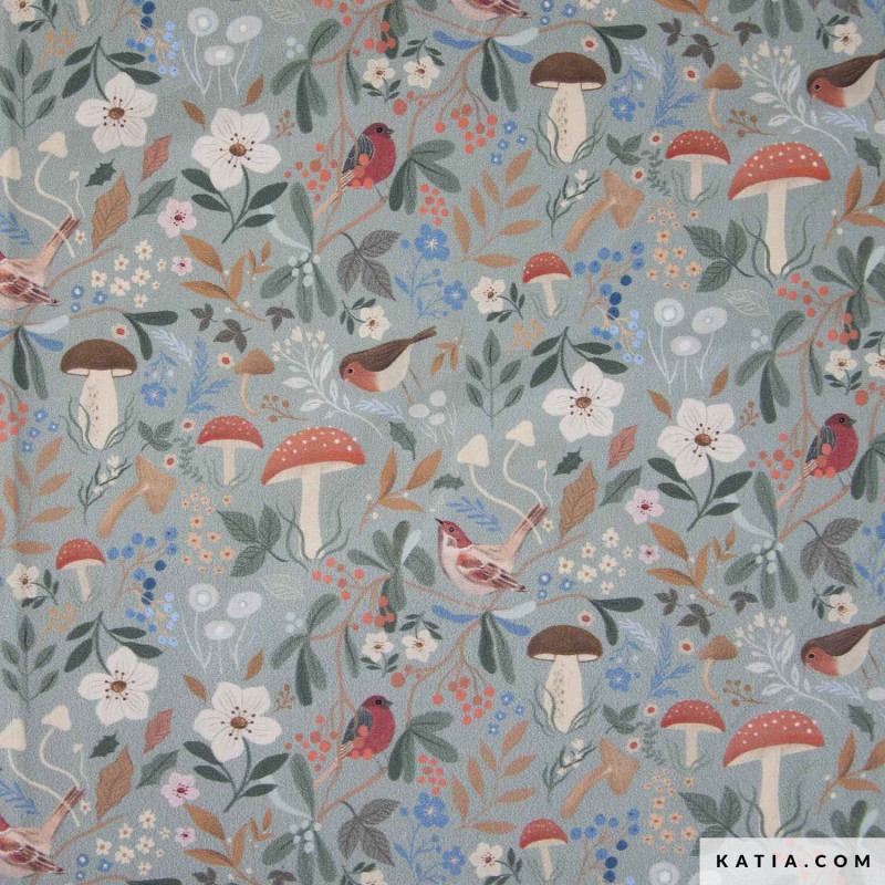 Poplin A/W Mushroom Birds PAW247 (2101-247)