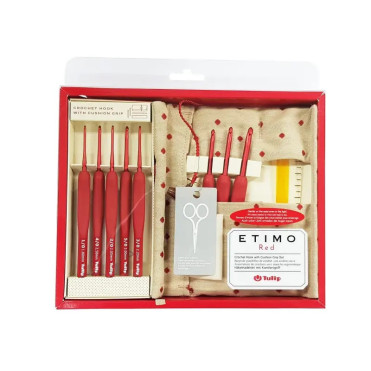 Juego de ganchillos de crochet suaves Etimo Red