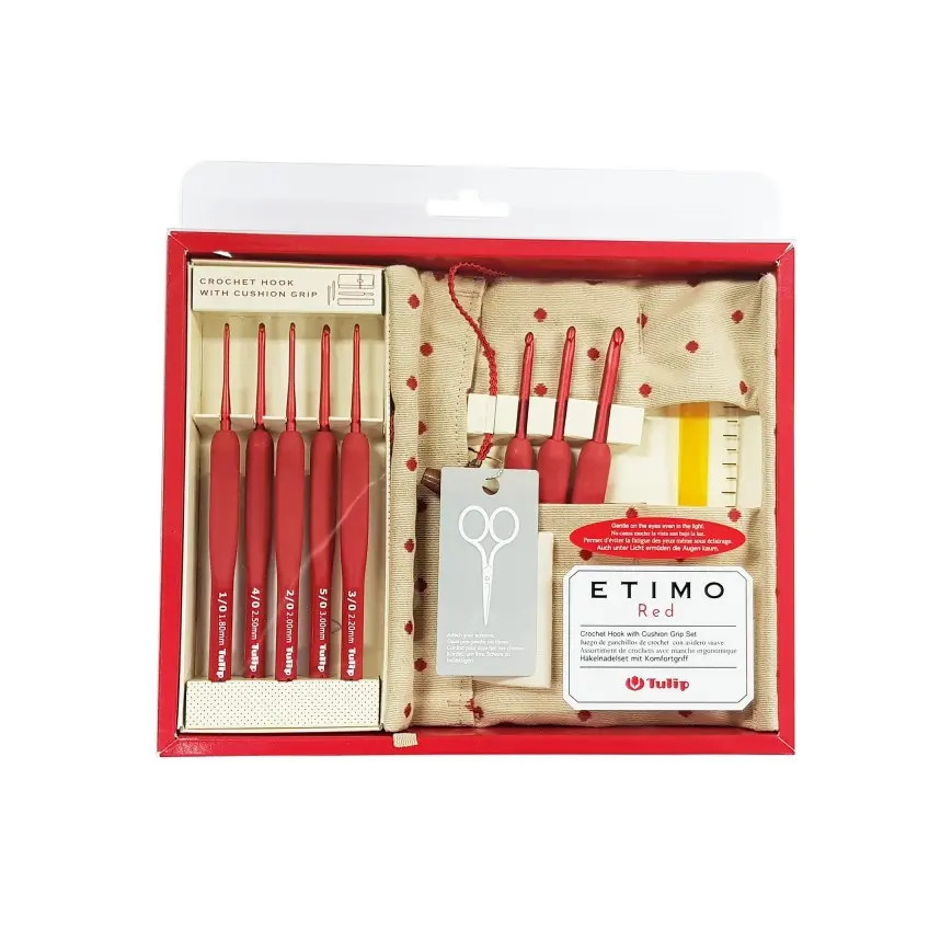Juego de ganchillos de crochet suaves Etimo Red
