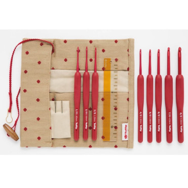 Juego de ganchillos de crochet suaves Etimo Red