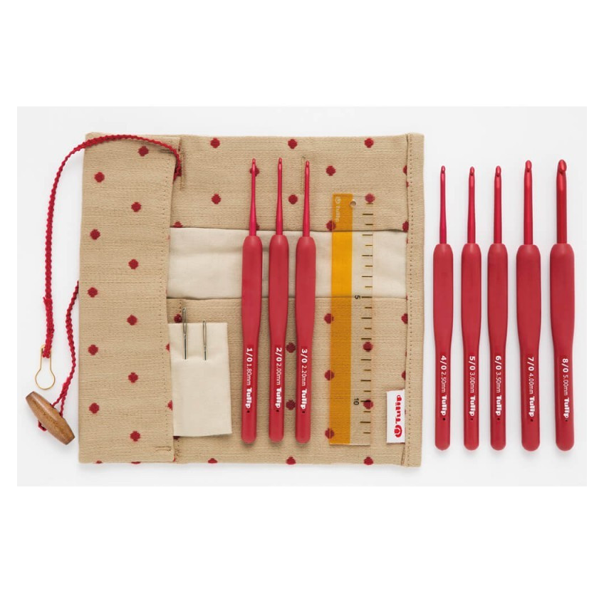 Juego de ganchillos de crochet suaves Etimo Red