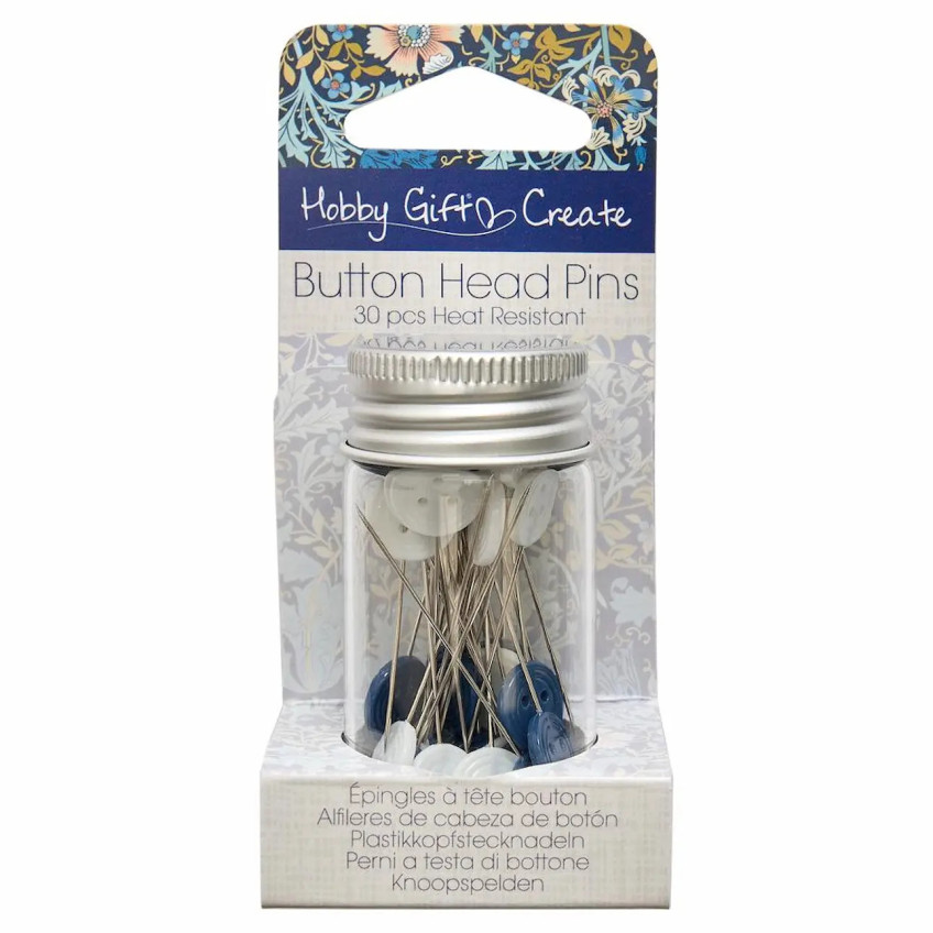 Alfileres con Cabeza de Boton Hobby Gift Blue