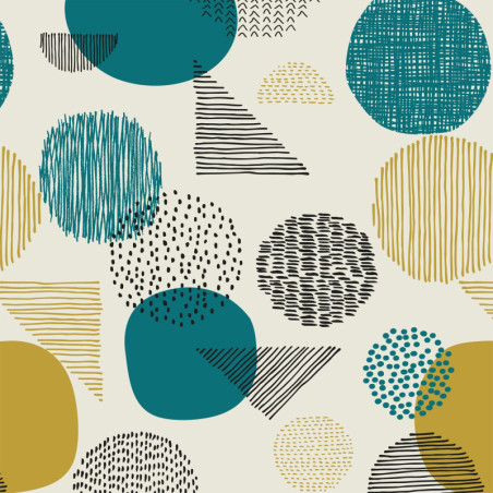 Canvas Gold estampado Geometric Aqua