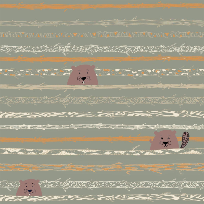 Tela Popelin Beaver Tooth & Trees P83