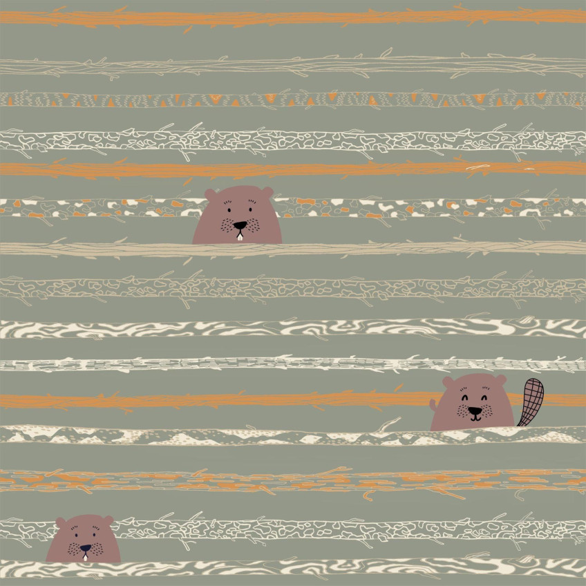 Tela Popelin Beaver Tooth & Trees P83