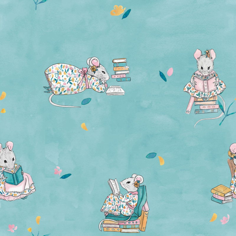 Tela Popelin Little Rat Reading P77