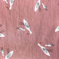 Tela Rustic Cotton Salinas birds pink RC1