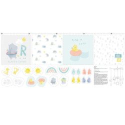 Tela Summer Sweat Panel Sky Rhinos Baby Panel SSPB1