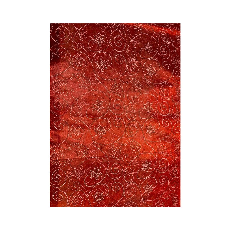 Tela de Mouselina Roja con dibujos dorado en ancho de 1,50 cm