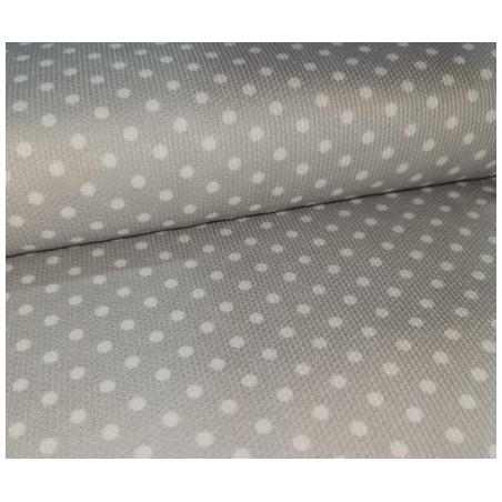 Tela Pique Estampado Bernal Topos (12) Gris/Blanco 64172-1001