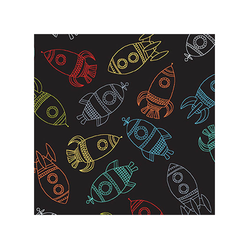 Tela Outer Space Rockets by Makower 2271-B