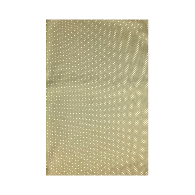 Tela Topos muy Pequeños en Crudo sobre Verde claro de 150 cm ancho