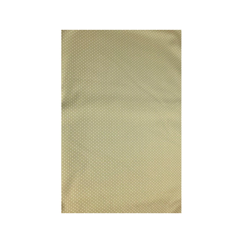 Tela Topos muy Pequeños en Crudo sobre Verde claro de 150 cm ancho