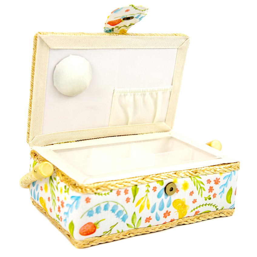 Caja Costurero Cuadrada 22 cm x 14 cm x 9 cm motivos primaverales