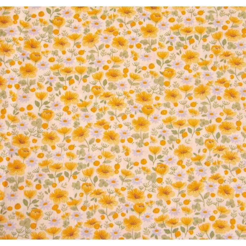 Tela Poplin Light Print Yellow Flowers  2201-4