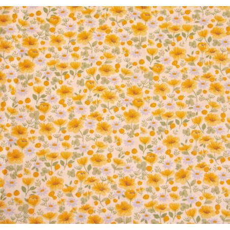 Tela Poplin Light Print Yellow Flowers  2201-4