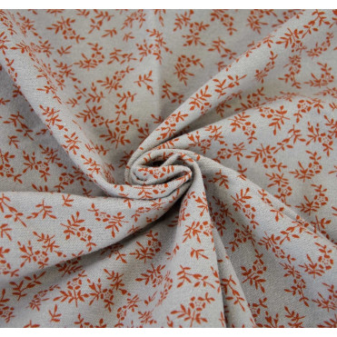 Tela Flannel Cotton Print Rust & Arona Leaves A/W 2105-6
