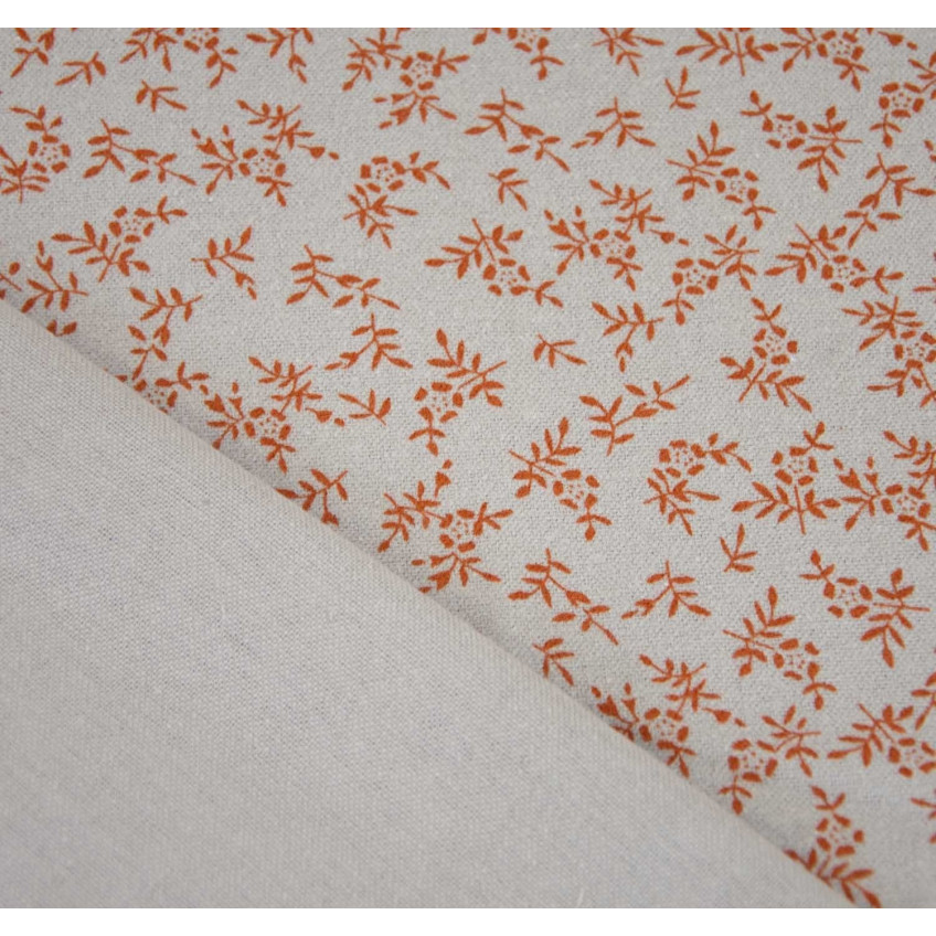 Tela Flannel Cotton Print Rust & Arona Leaves A/W 2105-6
