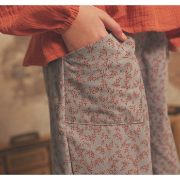 Tela Flannel Cotton Print Rust & Arona Leaves A/W 2105-6