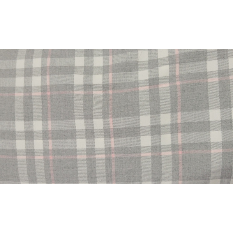 Tela Viella Tartan gris claro y rosa