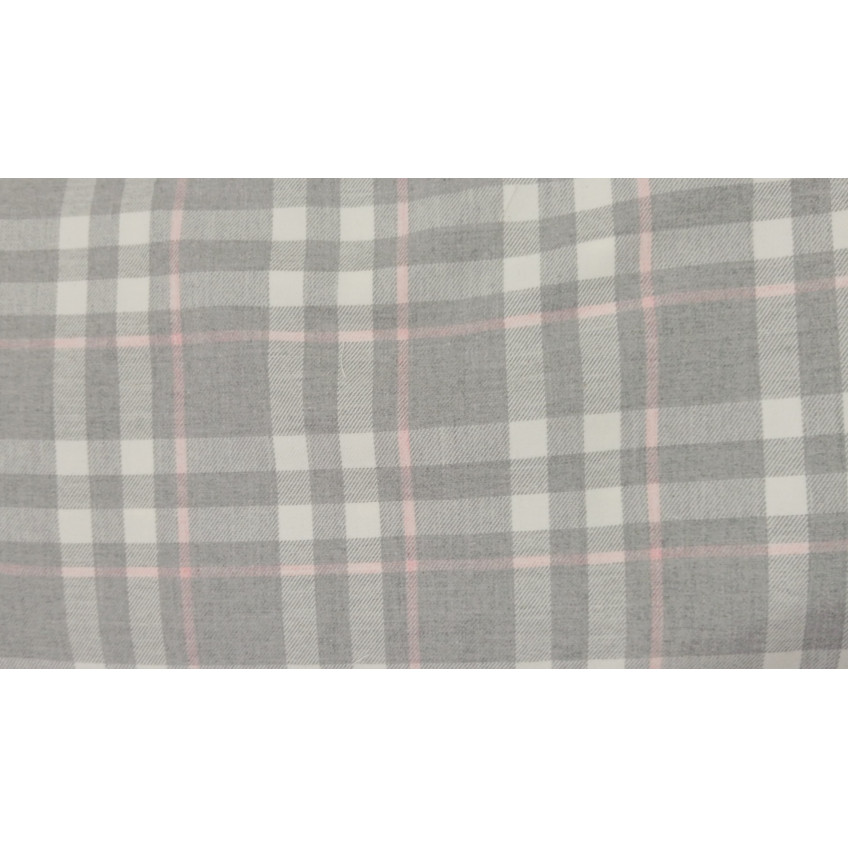 Tela Viella Tartan gris claro y rosa
