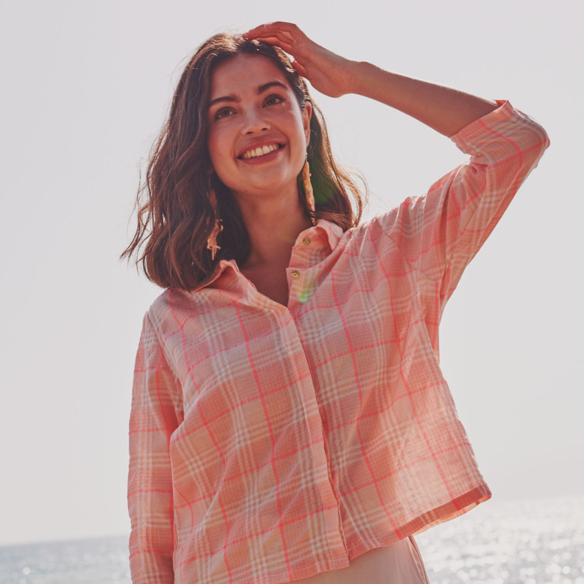 Tela Katia Fluor Madras Fuchsia-Salmon 2018-1