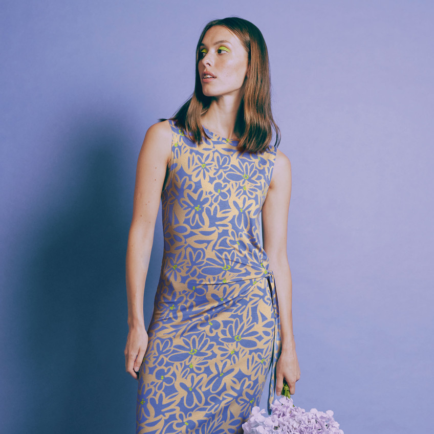 Tela Katia Jersey Viscose Print Tiare Lilac 2226-5